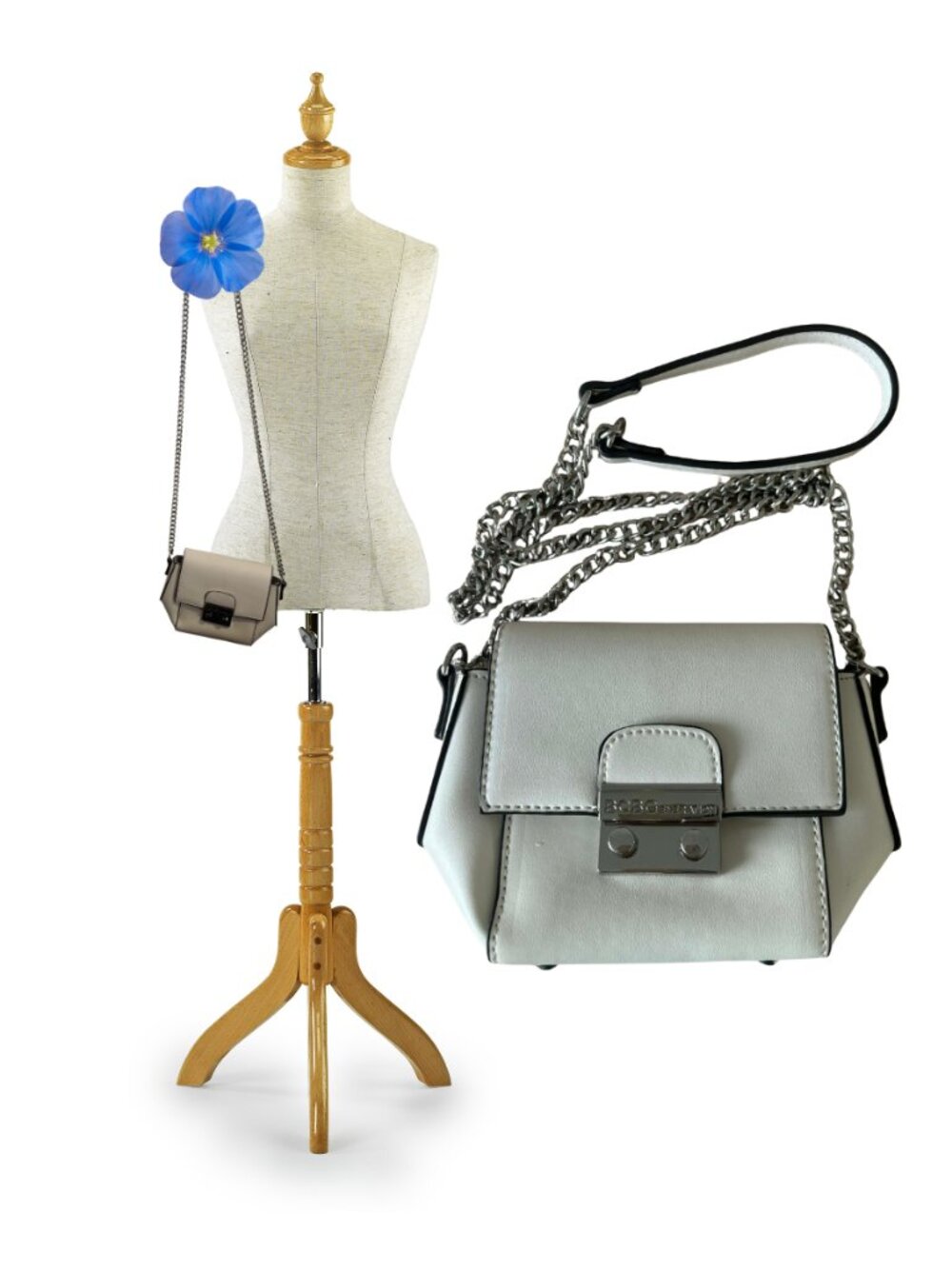 BCBG Generation Ivory Mini Crossbody Bag Chain Strap Purse
